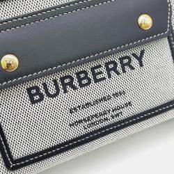 Pre Owned Burberry Black Grey Fabric Freya Mini Tote Bag