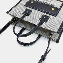 Pre Owned Burberry Black Grey Fabric Freya Mini Tote Bag