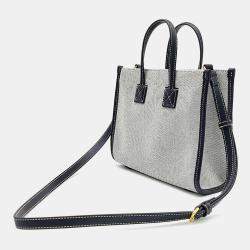 Pre Owned Burberry Black Grey Fabric Freya Mini Tote Bag