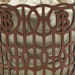 Pre Owned Burberry Brown Laser Cut Leather Bucket Bag