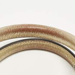 مملوكة مسبقًا Burberry Thornley Small Gold Woven Haymarket Check PVC and Leather Satchel