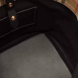 Pre Owned Burberry Ashby Archive Beige Check Fabric and Leather Bucket Bag