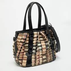 Pre Owned حقيبة تسوق بربري بي في سي وفينيل كاروتريد مطوية أسود/بيج نوفا تشيك جلد براءات الاختراع