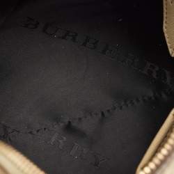 مملوكة مسبقًا Burberry Beige Patent Leather Lock Top Zip Satchel