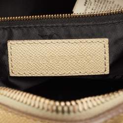 مملوكة مسبقًا Burberry Beige Patent Leather Lock Top Zip Satchel