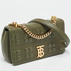 مملو كة مسبقًا Burberry Lola Small Green Quilted Leather Shoulder Bag