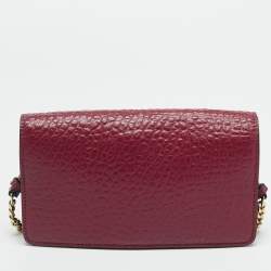 Pre Owned Burberry Madison Burgundy Leather Wallet on Chain