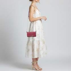 Pre Owned Burberry Madison Burgundy Leather Wallet on Chain