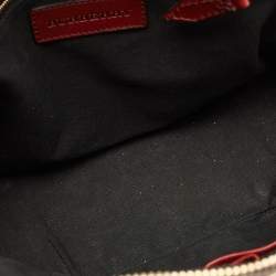 مملوكة مسبقًا Burberry Orchard Burgundy/Beige House Check Fabric and Leather Bowler Bag