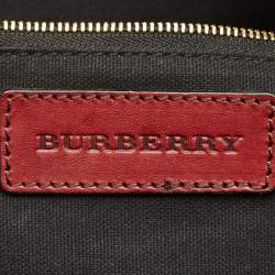مملوكة مسبقًا Burberry Orchard Burgundy/Beige House Check Fabric and Leather Bowler Bag