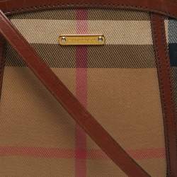 Pre Owned Burberry Orchard Brown House Check Fabric Crossbody Bag