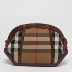 Pre Owned Burberry Orchard Brown House Check Fabric Crossbody Bag
