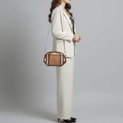 Pre Owned Burberry Orchard Brown House Check Fabric Crossbody Bag