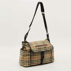 مملوكة مسبقًا حقيبة بربري لتغيير الملابس نايلون كاروهاوس بيج/أسود