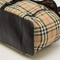 مملوكة مسبقًا حقيبة بربري لتغيير الملابس نايلون كاروهاوس بيج/أسود