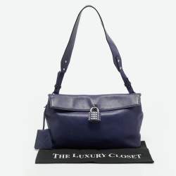 مملوكة مسبقًا Burberry Dalston Navy Blue Leather Shoulder Bag