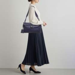 مملوكة مسبقًا Burberry Dalston Navy Blue Leather Shoulder Bag
