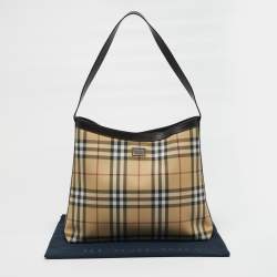 Pre Owned حقيبة كتف بربري هاوس شيك بني/بيج بي في سي