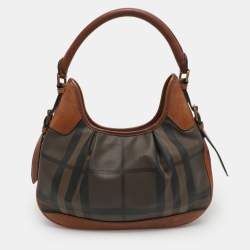 مملوكة مسبقًا Burberry Brooklyn Brown House Check PVC and Leather Hobo