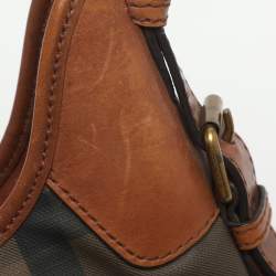 مملوكة مسبقًا Burberry Brooklyn Brown House Check PVC and Leather Hobo