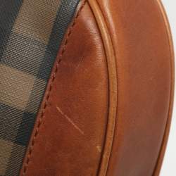 مملوكة مسبقًا Burberry Brooklyn Brown House Check PVC and Leather Hobo
