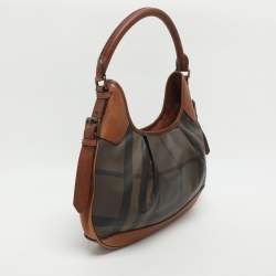 مملوكة مسبقًا Burberry Brooklyn Brown House Check PVC and Leather Hobo