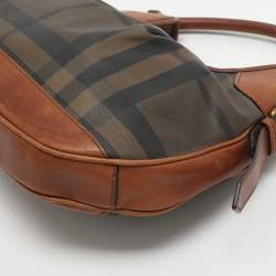 مملوكة مسبقًا Burberry Brooklyn Brown House Check PVC and Leather Hobo