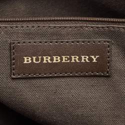 Pre Owned Burberry Orchard Dark Brown/Beige Coated Canvas Haymarket Check Bowler Bag