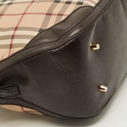 Pre Owned Burberry Orchard Dark Brown/Beige Coated Canvas Haymarket Check Bowler Bag