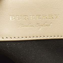 Pre Owned Burberry DK88 Small Beige Leather Top Handle Bag