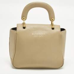 Pre Owned Burberry DK88 Small Beige Leather Top Handle Bag