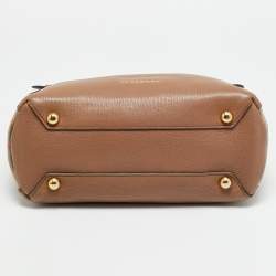 مملوكة مسبقًا حقيبة يد توتس بربري قماش كاروهاس هاوس تشيك وجلد بنية صغيرة