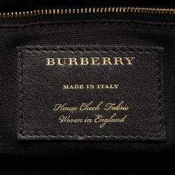 مملوكة مسبقًا حقيبة يد توتس بربري قماش كاروهاس هاوس تشيك وجلد بنية صغيرة