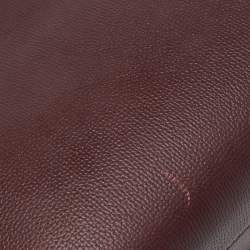 Pre Owned Burberry Banner Small Burgundy/Beige House Check Fabric and Leather Tote