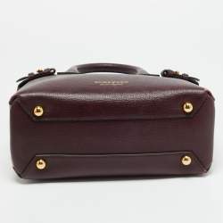 Pre Owned Burberry Banner Small Burgundy/Beige House Check Fabric and Leather Tote