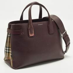 Pre Owned حقيبة بربري بانر جلد وردي/بيج ونسيج هاوس تشيك متوسطة