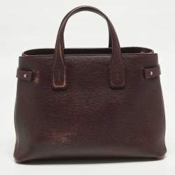 Pre Owned حقيبة بربري بانر جلد وردي/بيج ونسيج هاوس تشيك متوسطة