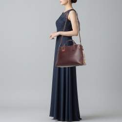 Pre Owned حقيبة بربري بانر جلد وردي/بيج ونسيج هاوس تشيك متوسطة