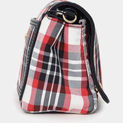 Pre Owned Burberry Red Hackberry Tartan Nylon Crossbody Bag