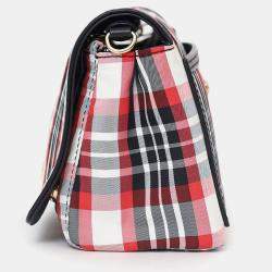 Pre Owned Burberry Red Hackberry Tartan Nylon Crossbody Bag