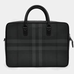 Pre Owned Burberry Black Leather Ainsworth Briefcase with Strap