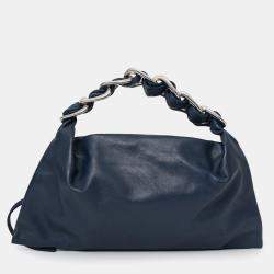 Pre Owned Burberry Navy Leather Swan Small Shoulder Bag
