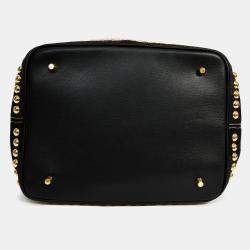 Pre Owned حقيبة هوبو بربري نوفاشيك بحلية من الكتان/الجلد بني/أسود