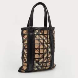 Pre Owned حقيبة يد بربري بروك واريور بيج/أسود نوفا تشيك بي في سي وجلد مرصعة