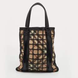 Pre Owned حقيبة يد بربري بروك واريور بيج/أسود نوفا تشيك بي في سي وجلد مرصعة