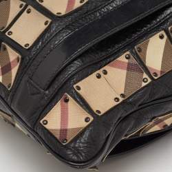 Pre Owned حقيبة يد بربري بروك واريور بيج/أسود نوفا تشيك بي في سي وجلد مرصعة