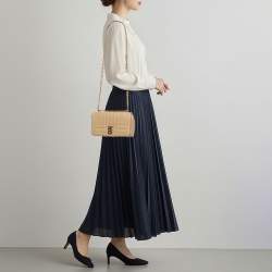 مملوكة مسبقًا حقيبة كتف برادبيري لولا جلد مبطن بيج حجم صغير