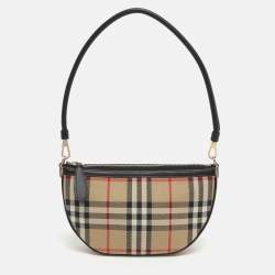 مملوكة مسبقًا Burberry Olympia Beige Vintage Check Canvas and Leather Pochette
