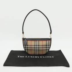 مملوكة مسبقًا Burberry Olympia Beige Vintage Check Canvas and Leather Pochette