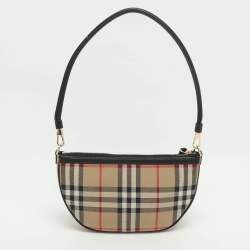 مملوكة مسبقًا Burberry Olympia Beige Vintage Check Canvas and Leather Pochette